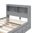 thumbnail image 3 of Noble House Lornic Full Size Platform Bed with Trundle and Drawers, Charging Station and Storage Shelves, Gray, 3 of 13