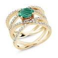 thumbnail image 2 of Gem Stone King 2.93 Ct Oval Green Malachite 18K Yellow Gold Plated Silver Ring (Size 9), 2 of 3