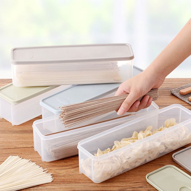 Strip Noodle Storage Box Refrigerator Food Spaghetti Container Drawer Kitchen Food Rack Case Jar