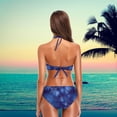 thumbnail image 5 of Dreamtimes 2 Pcs Swimsuit Blue Christmas Snowflake Star Womens Top Halter Beach Bathing Bikini Set, Medium, 5 of 6