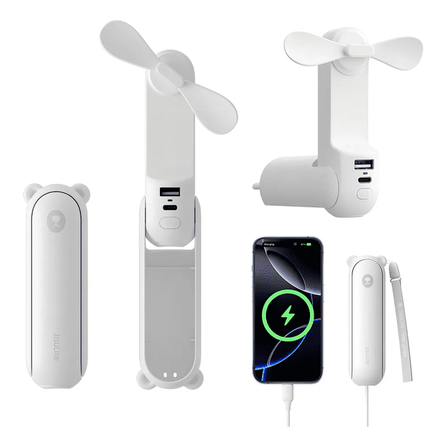 Ventilador Portátil JisuLife F8 3 en 1 Recargable con Linterna y Power Bank Xtellar Blanco