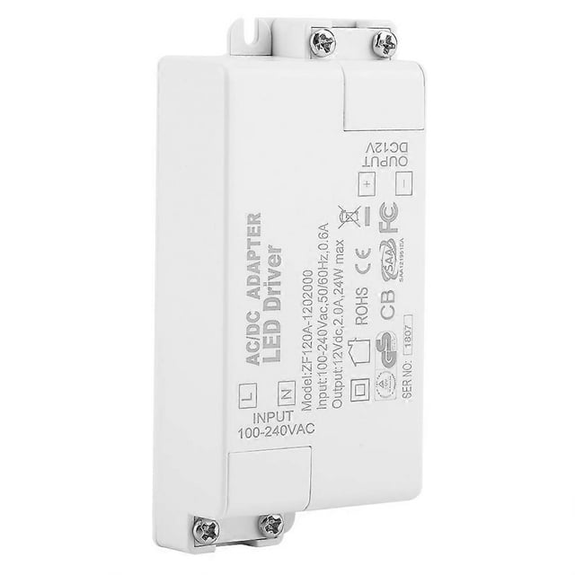 Power Supply Transformer for SMD LED Strip Light, 100-240V AC to 12V DC (24W)