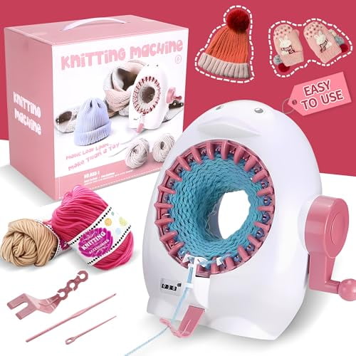 ROHSCE Knitting Machine, 22 Needles Knitting Loom Machine with Row Counter, DIY Knitting Board Rotating Double Knit Loom Machine Kit for Hat, Scarves, Gloves, Socks