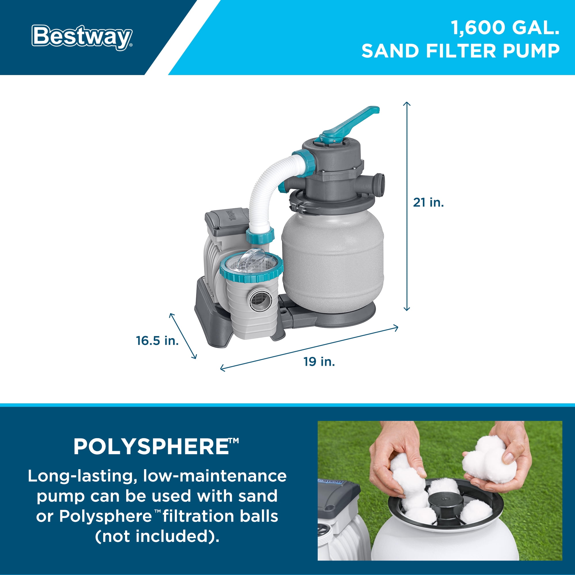 Bestway Hydrium 20'x12'x48" Steel Side Wall Above Ground Pool w/ Sand Pump & Accessories