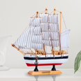 thumbnail image 1 of Accent Collection Mini Wood Sailboat Model With Sails, Rustic, Ocean themed Boat, White Blue, 1 of 6