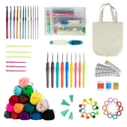 SlaBao Crochet Kit for Beginners Adults and Kids, 9pcs Crochet Hooks and 15pcs 55 Yards of Yarn for Crocheting Kit, Needles, Accessories, Bag