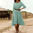 thumbnail image 6 of Dresses for Women Plus Size Women's Spring And Summer Round-Neck Solid-Color Casual Long-Sleeved Long Dress Mint Green Xl, 6 of 7