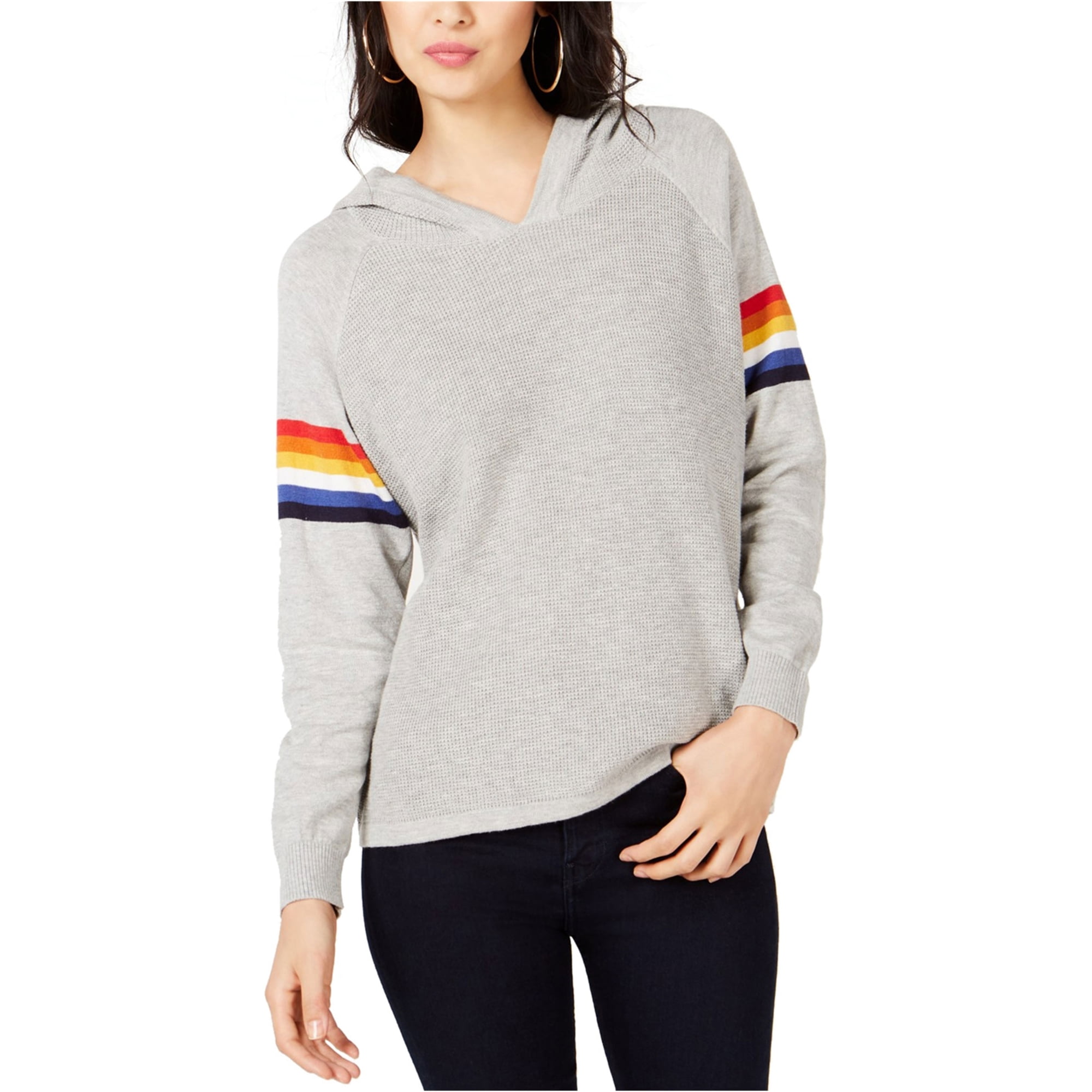 program kaffe Tilstand I-N-C Womens Rainbow Stripe Hoodie Sweatshirt, Grey, Large - Walmart.com