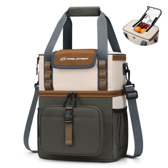 Bolsa de almuerzo Cooler Maelstrom, aislante, a prueba de fugas, 20 litros, gris y beige