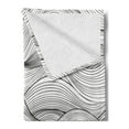 thumbnail image 2 of Dark Grey Soft Flannel Fleece Throw Blanket, Abstract Geometric Waves Ocean Sea Inspired Monochrome Design, Cozy Plush for Indoor and Outdoor Use, 60" x 80", Charcoal Grey White, by Ambesonne, 2 of 5