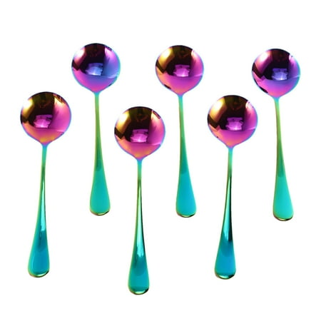 

Rainbow Soup Spoons Stainless Steel Round Spoons Set of 6 (Soup Spoon)