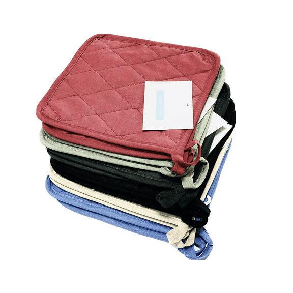 Jalpa 100% Cotton Pot Holder, Hot pad Set of 6 Total 12 Count Big Size Color Pot Holder Variety Pack Kitchen Cooking Chef Linens Classic Farmhouse Kitchen Set(12 PCS)