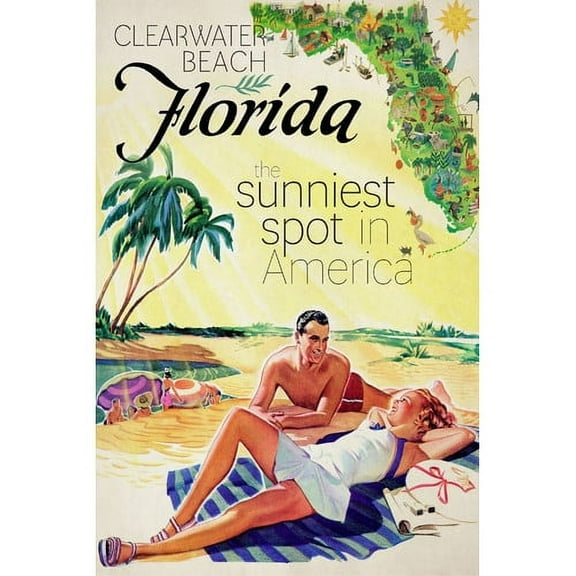 "Travel Poster Florida" Painting Print on Wrapped Canvas