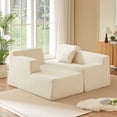 thumbnail image 5 of Aukfa 96" Modular Sectional Sofa, L-Shaped Cloud Couch with Left Facing Chaise, Corduroy 3-Seat Memory Foam Sofa for Living Room, White, 5 of 8