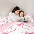 thumbnail image 4 of Erosebridal Princess Pink Bow Twin Comforter Sets for Girls, Watercoor Love Heart Bedding Set, Pink Reversible, 2 Pieces, 4 of 6