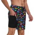 thumbnail image 2 of Kdxio Colorful Excavator Print Men's Swim Trunks with Compression Liner 7 Inch Inseam Quick Dry Swim Shorts, 2 of 7