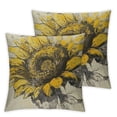 thumbnail image 2 of Nawypu Sunflower in Retro Style Throw Pillow Cover Isolated Grid Floral Sketch Nature Plant Pillow Case Square Cushion Decorative for Couch Bed Home,2 Pcs White, 2 of 6