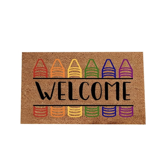 RLESO 2026 New Back to School Doormat Classroom Decor Teacher Appreciation Gift Welcome Mat Personalized Gift Kindergarten Crayons Floor Front Door Mat Area Rug Carpet