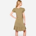 thumbnail image 5 of Women's Ruffle Sleeve V-Neck Dress with Tiered Hem and Relaxed Fit - X Large, Khaki, 5 of 7