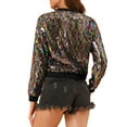 thumbnail image 3 of Chaqueta de lentejuelas para mujer INSPIRE CHIC con cierre de cremallera y bolsillos ocultos, chaqueta bomber M arcoíris, 3 of 8