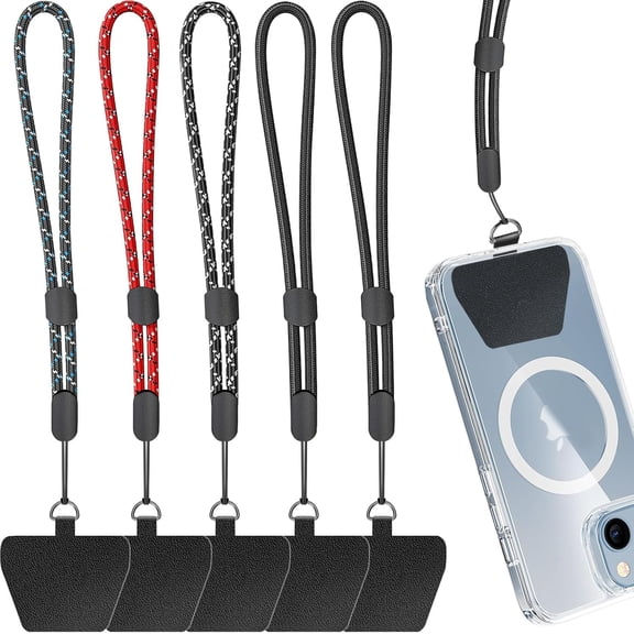 Cell Phone Lanyard, 5 Pack Adjustable Phone Wrist Strap with 5 Pack Tether Tab fit iPhone and Most Cell Phones