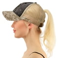 thumbnail image 2 of C.C Ponytail Messy Buns Trucker Ponycaps Plain Baseball Visor Cap Dad Hat (Distressed USA Flag Digital Camo Beige), 2 of 3