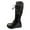 Black, variant on uvwlwu Boots for Women Foreign Trade Large Size Boots Barrel Boots Side Zipper Boots Flat Bottom Belt Buckle Leather Boots(Size:37)