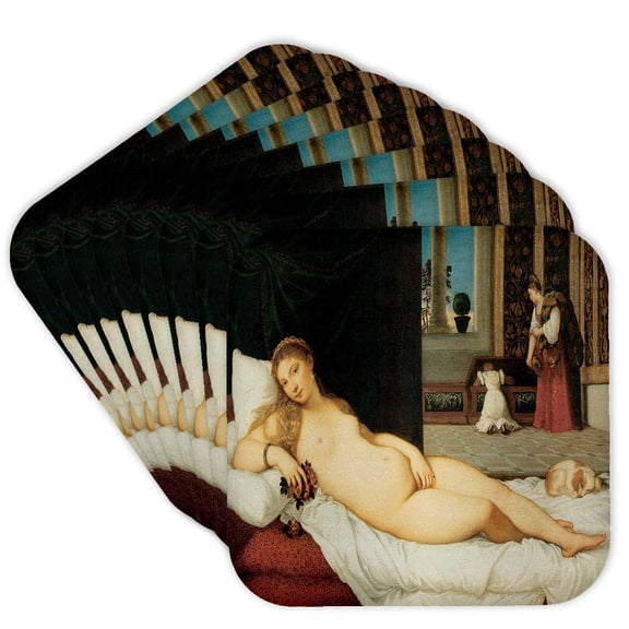 3drose, Venus of Urbino by Titian, Set of 8 Coasters - Cork