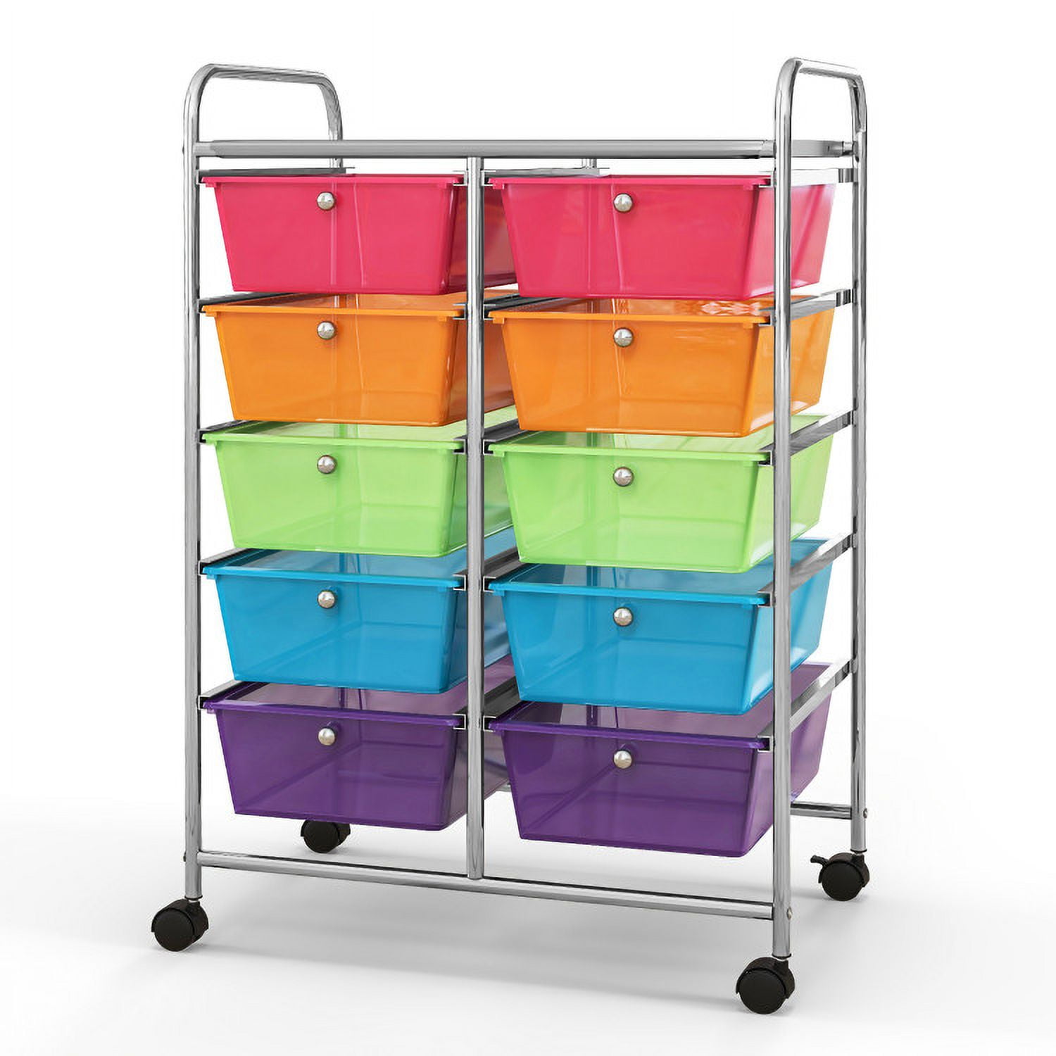 Demi Bonn 10-Drawer Rolling Storage Cart Multi-Use Storage Bin Organizer Rolling with 4 Universal Casters, Transparent Multicolor