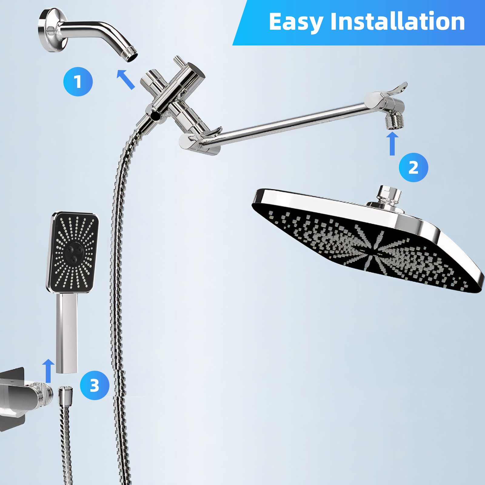 ATUPEN 12" Rain Shower Head Combo with Handheld Spray photo 3