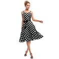 thumbnail image 6 of IBTOM CASTLE Women Vintage Polka Dots Spaghetti Strap Dress 1950s Rockabilly Cocktail Tea Party Homecoming Swing Dresses M Black, 6 of 8