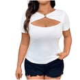 thumbnail image 1 of Haut pour Femmes Grande Taille Coupe Ample Col Rond Manches Courtes Blouse Décontractée Mode T-Shirt d'Été Confortable Coupe Décontractée Tee-Shirt, 1 of 5