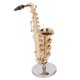 thumbnail image 1 of Saxofón en miniatura, saxofón en miniatura con soporte, saxofón de casa de muñecas, modelo de mini saxofón elaborado con cuidado, 1 of 12