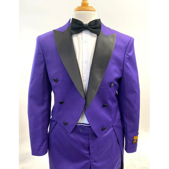 1920s Mens Fashion Tailcoat Tuxedo Morning Suit Tux Color Wool Fabric By Alberto Nardoni Purple And Black Color