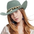 thumbnail image 3 of Women's Linen Sun Hat Wide Brim Panama Fedora Cap for Adults Summer Beach Vacation Cowgirl Hat with Seashell Rope Decor UV Protection Headwear Everyday Casual Apparel Accessory, 3 of 5