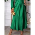 thumbnail image 2 of Women's Full Size V Neck Long Sleeve Midi Dress 95% Polyester 5% Spandex Not Lined Classic Everyday Easy Care Wear, 2 of 12