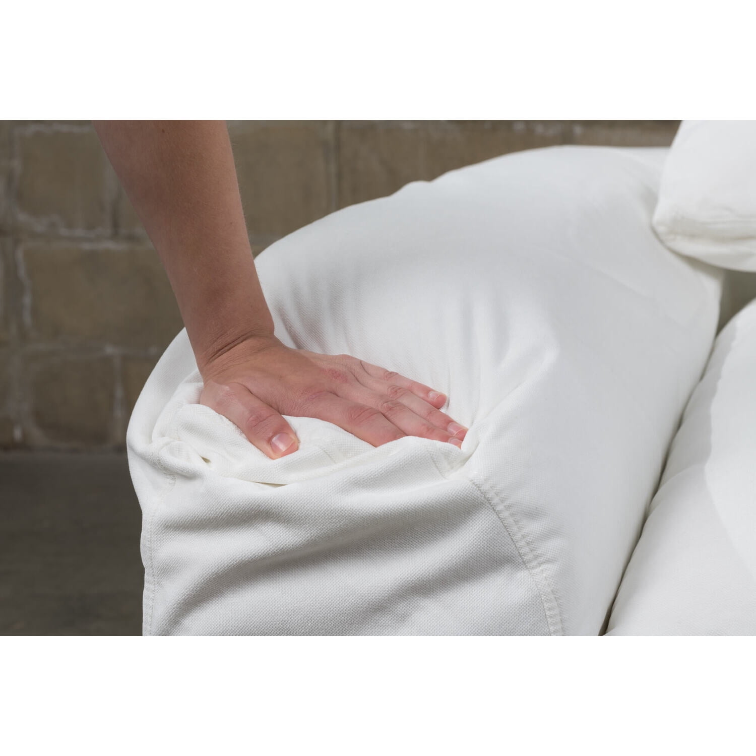 Sunset Trading Puff 5-Piece L-Shape Fabric Slipcover Sectional in White