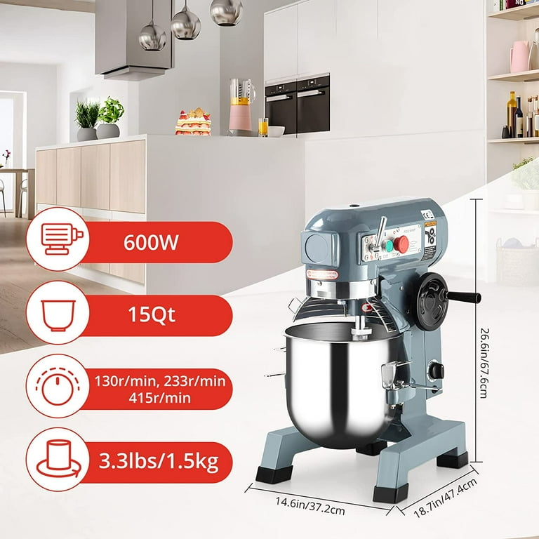 15Qt Food Mixer , 600W, 3-Speed Commercial Stand Mixer with 15Qt Food Mixer , 600W, 3-Speed Commercial Stand Mixer with