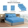 thumbnail image 3 of CGK Linens 6-Piece Extra Deep Pocket Sheet Set With Extra Matching Pillowcases - Queen Size Bed Sheets Fits 18"-24" Mattresses, Denim Blue, 3 of 7