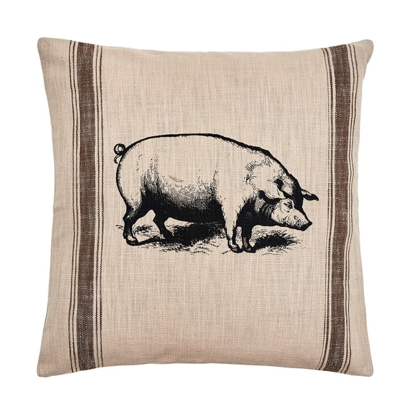 Pig Feed Sack Throw Pillow, 20" x 20"