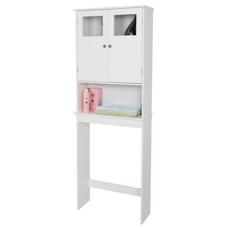 Kitsin 3 Tiers Bathroom Cabinet Double Doors Waterproof Space-saving Storage Cabinet with Chrome Handle