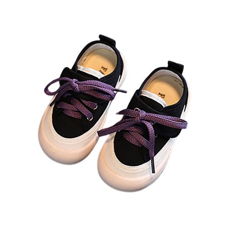 

Colisha Girls Boys Flats Walking Canvas Shoes Comfort Sneakers Kids Soft Sole Casual Shoe Lace Up Black 7.5toddlers