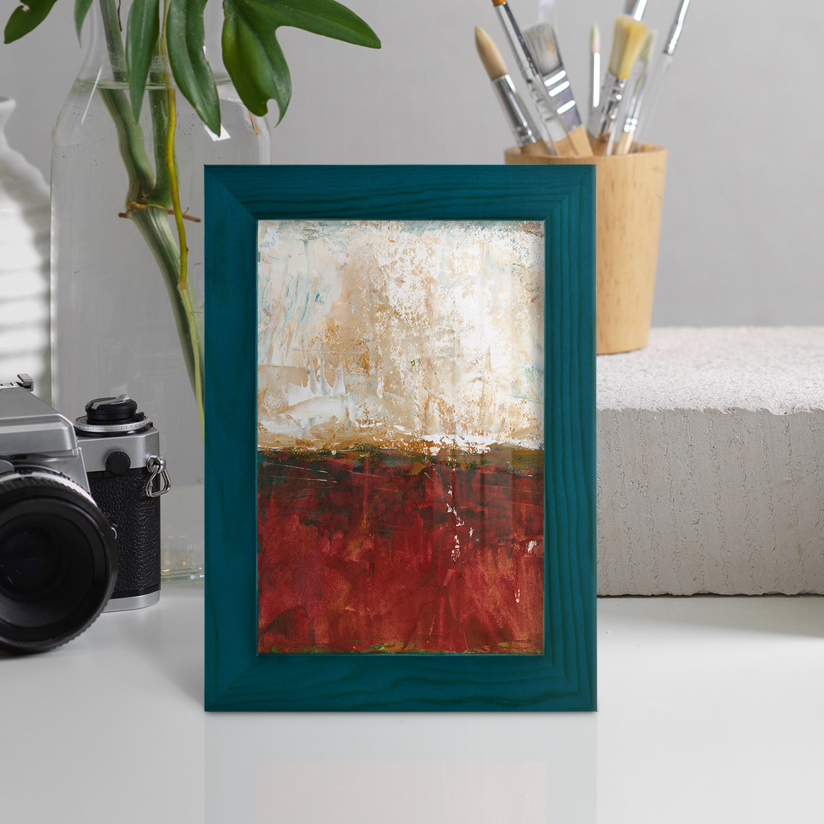 August Horizon I -Framed Print w/glass-Ocean Blue