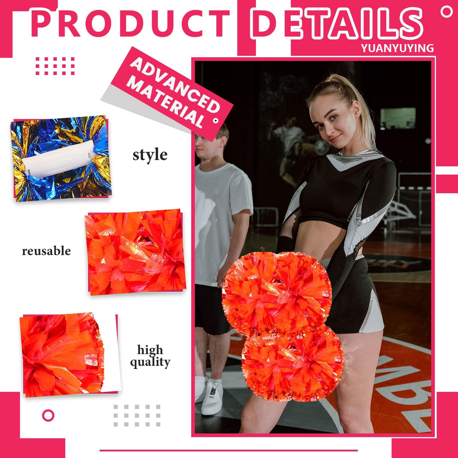 12 Pcscheerleading poms,pom poms Cheerleading with Handle Style Cheer Pom Pomsfor Dance, Matches