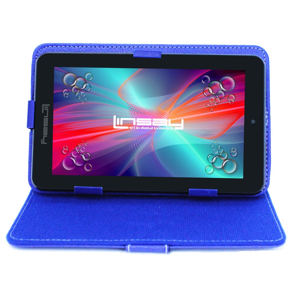 LINSAY 7" Tablet 2 GB RAM 16 GB Android 9.0 Bundle with Blue Case Dual