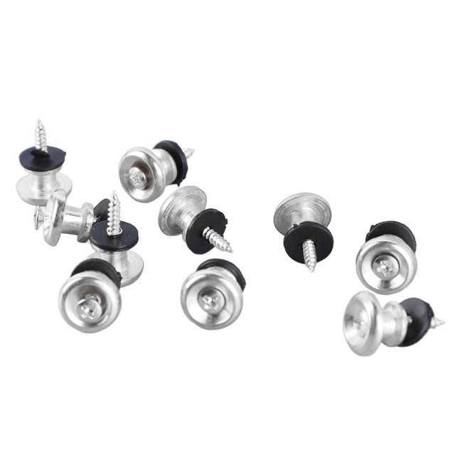 HLONK 10 Pcs Guitar Strap Lock Button Mushroom Style Adjustable Universal Strap Lock Pin for Ukulele Bass Silver