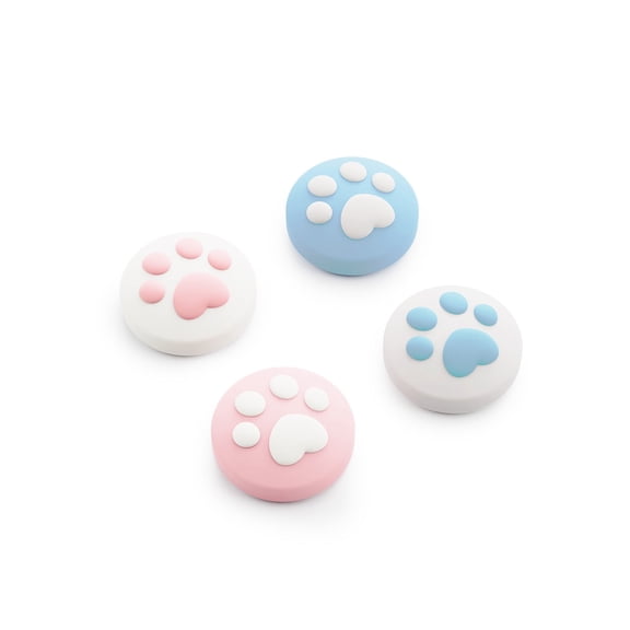 GeekShare Thumb Grip Caps Switch 2 Joystick Cover for Nintendo Switch 2025 Round Cat Paw Pink Blue 4PCS