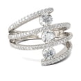thumbnail image 3 of Bow Jewel 14K White Gold Plated 1.77 Ct Round Cut Ring - Criss Cross Multi Stone Split Shank Design for Women's - Beautiful 3 Stone Bridal Jewelry Rings - Dazzling Diamond Jewelry Choice for Gift, 3 of 9