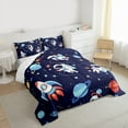 thumbnail image 3 of Castle Fairy Kids Boys Girls Cartoon Astronaut Rocket Bedding Comforter Set 2pcs,Galaxy Universe Twin Comforter Sets Microfiber,Kawaii Cosmos Planet Breathable Bedding Set,Luxury Bedroom Decor, 3 of 8