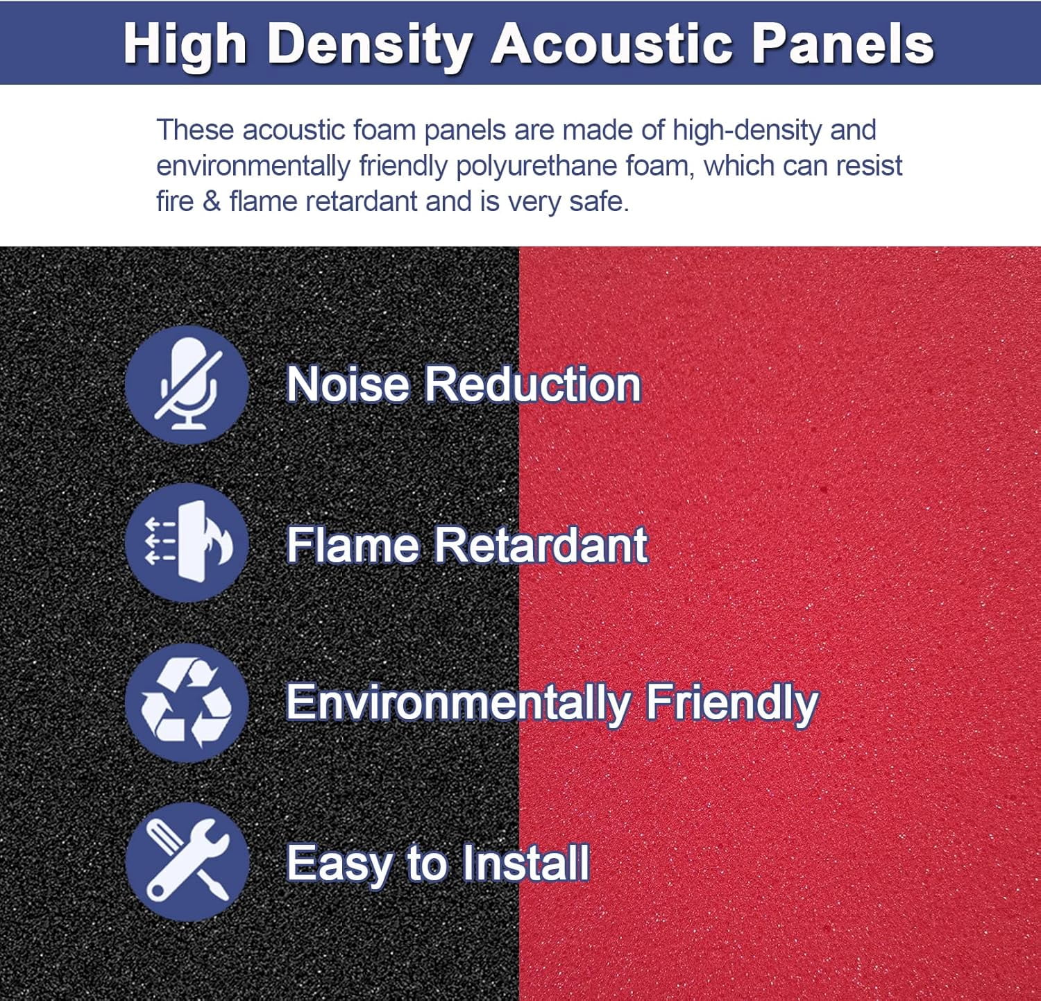 TIANLAIMEI 24 Pack Acoustic Foam Panel Wedge Studio Soundproofing Acoustic Treatment Wall Tiles